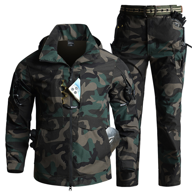 Hunting Outdoor Gear - 남성용 카모플라주 전술 장비 세트 후드형